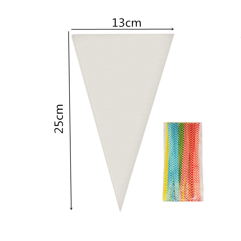 50pcs/Lot DIY Candy Bag Wedding Favors Birthday Party Decoration Sweet Cellophane Transparent Cone Storage With Organza Pouches