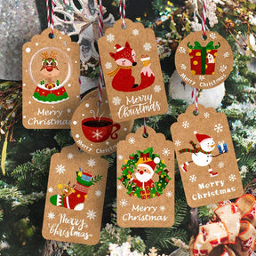 50pcs Merry Christmas Kraft Tag Party Gift Packaging DIY Handmade Gift Wrapping Paper Labels Santa Claus Label Decoration Supply