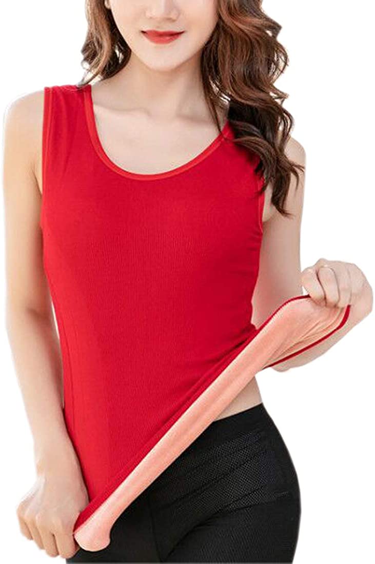 2022 Womens Cotton Thermal Fleece Lined Underwear Tops Cami Tank Top Warm Base Layer Vest