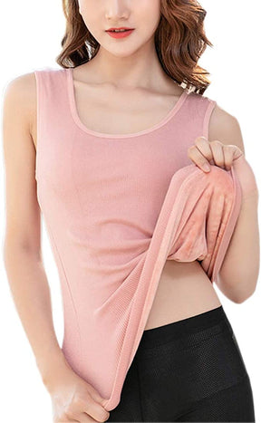 2022 Womens Cotton Thermal Fleece Lined Underwear Tops Cami Tank Top Warm Base Layer Vest