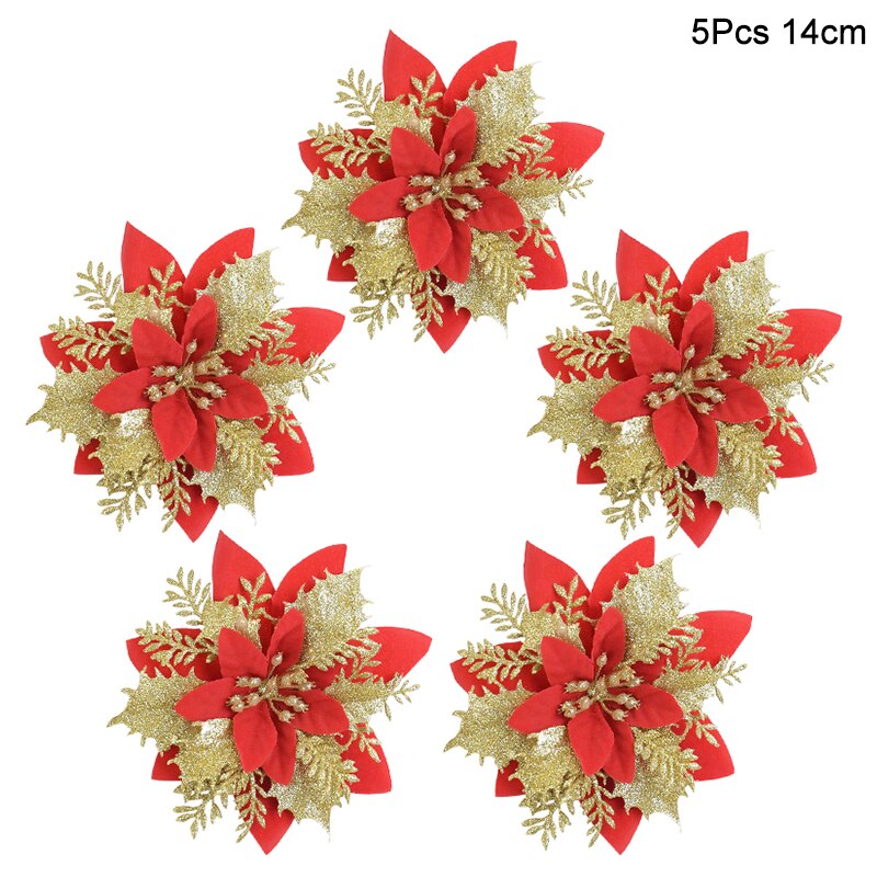 5Pcs Christmas Red Berry Articifial Flower Pine Cone Branch Christmas Tree Decorations Ornament Gift Packaging Home DIY Wreath