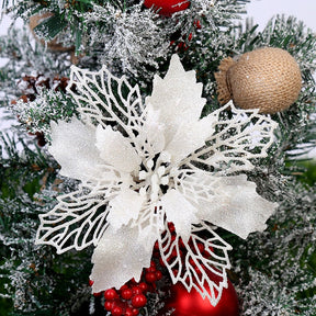 5pcs 9-16cm Glitter Artifical Christmas Flowers Christmas Tree Decorations for Home Fake Flowers Xmas Ornaments New Year Decor