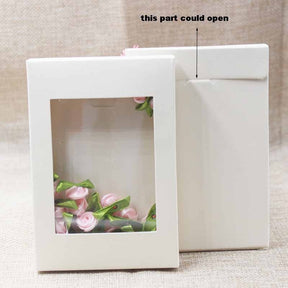 5pcs Mixed Color Kraft Paper Box Romantic Wedding Transparent Window Gift Box Candy Chocolate Biscuit Packaging