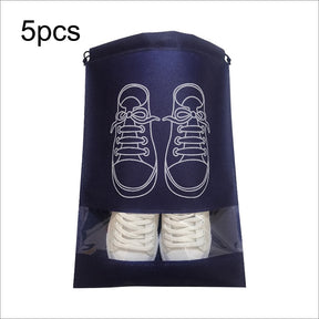 5pcs Shoes Storage Bag Closet Organizer Non-woven Travel Portable Bag Waterproof Pocket Clothing Classified Hanging Bag