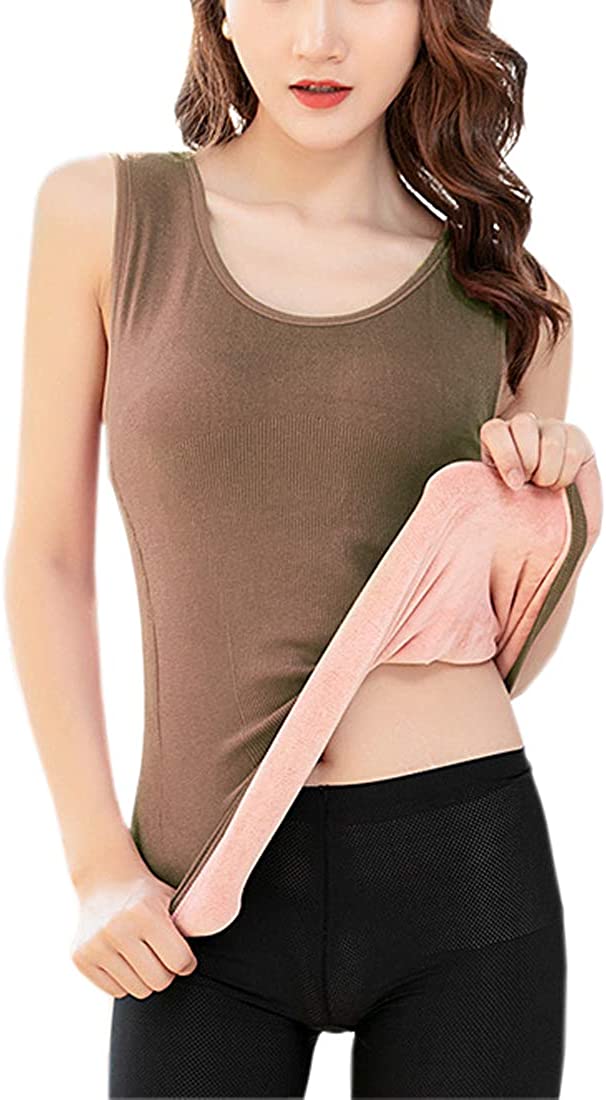 2022 Womens Cotton Thermal Fleece Lined Underwear Tops Cami Tank Top Warm Base Layer Vest