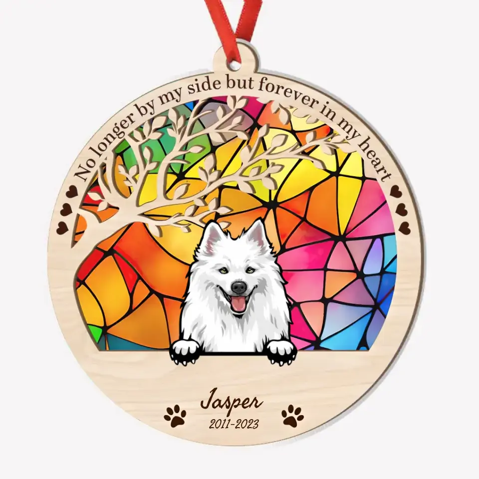 Once By My Side Peeking Dog, Personalized Suncatcher Ornament, Car Hanger Memorial Gifts