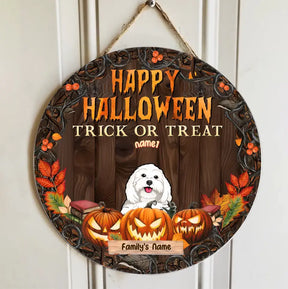 Happy Halloween - Personalized Round Wood Sign