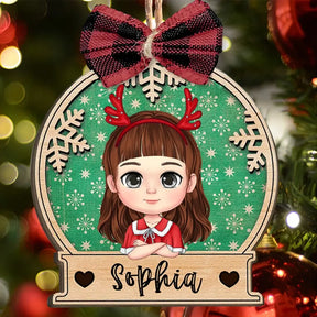 Personalized Cute Christmas Doll Kids Snowball Ornament