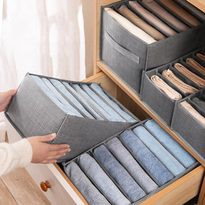 7 Grids Jeans Storage Box Closet Wardrobe Clothes Compartment Boxes Drawer Jeans Socks Separation Organizer Pants Storage