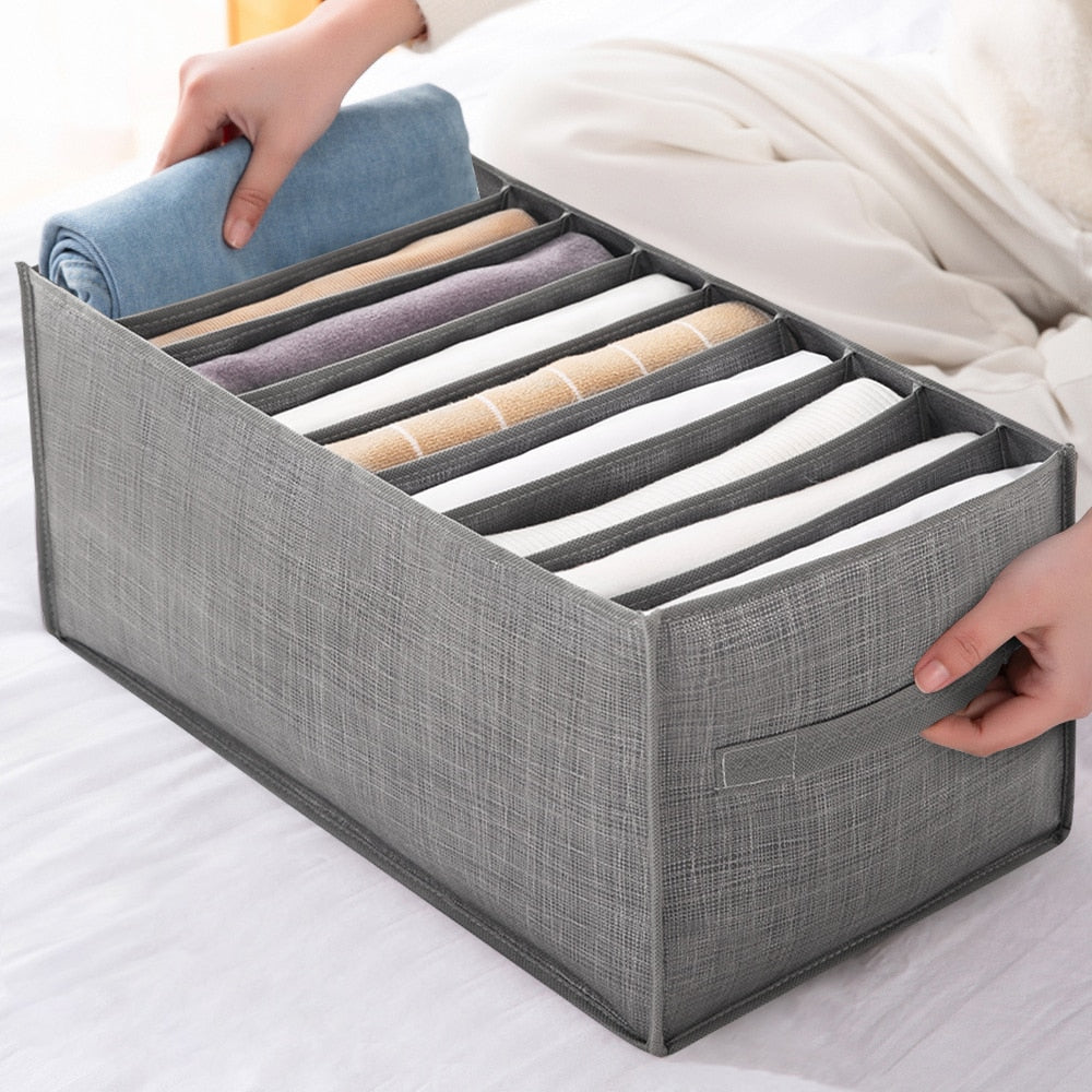 7 Grids Jeans Storage Box Closet Wardrobe Clothes Compartment Boxes Drawer Jeans Socks Separation Organizer Pants Storage