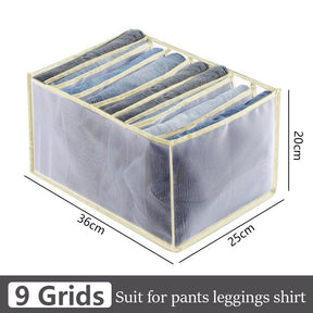 7 Grids Jeans Storage Box Closet Wardrobe Clothes Compartment Boxes Drawer Jeans Socks Separation Organizer Pants Storage