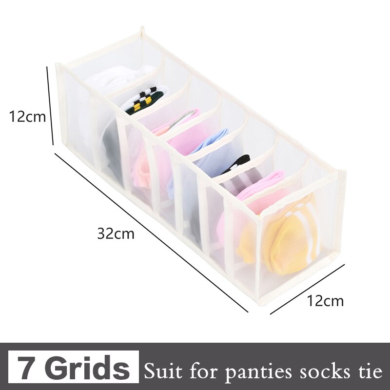 7 Grids Jeans Storage Box Closet Wardrobe Clothes Compartment Boxes Drawer Jeans Socks Separation Organizer Pants Storage