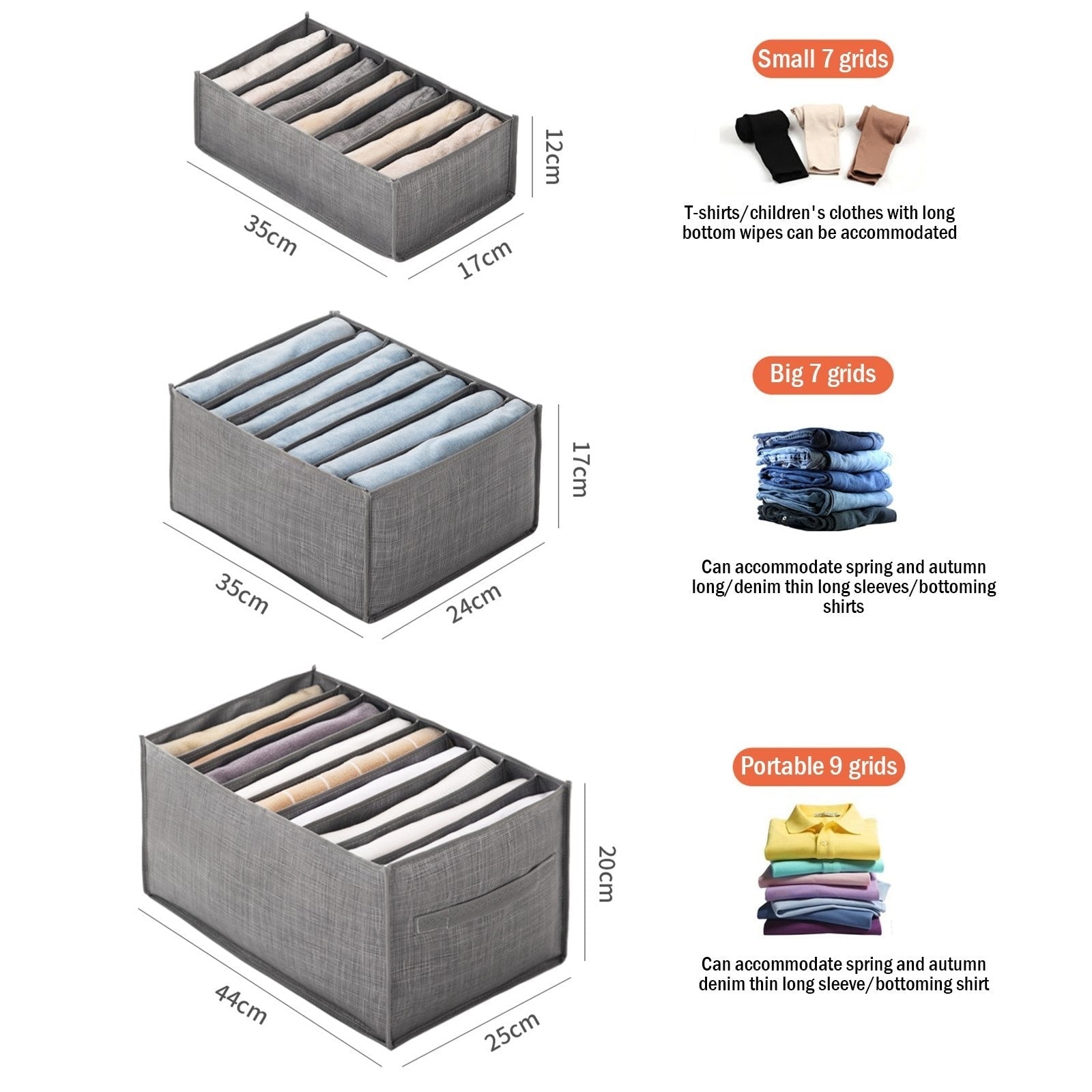 7 Grids Jeans Storage Box Closet Wardrobe Clothes Compartment Boxes Drawer Jeans Socks Separation Organizer Pants Storage