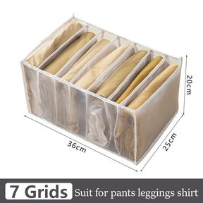 7 Grids Jeans Storage Box Closet Wardrobe Clothes Compartment Boxes Drawer Jeans Socks Separation Organizer Pants Storage