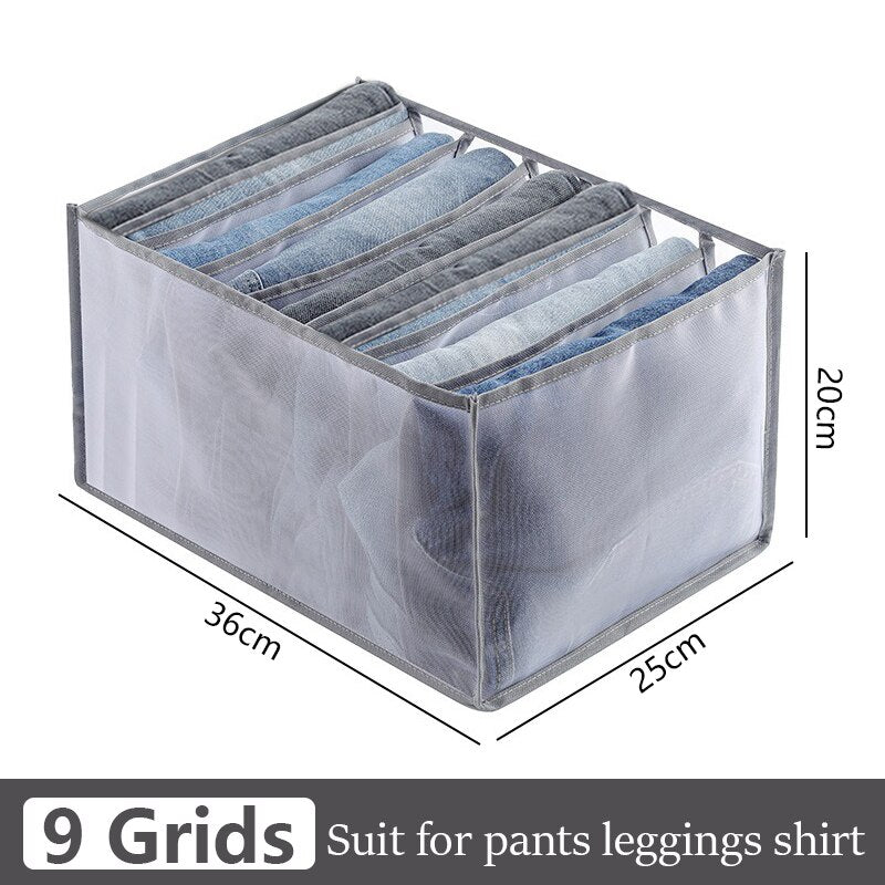 7 Grids Jeans Storage Box Closet Wardrobe Clothes Compartment Boxes Drawer Jeans Socks Separation Organizer Pants Storage