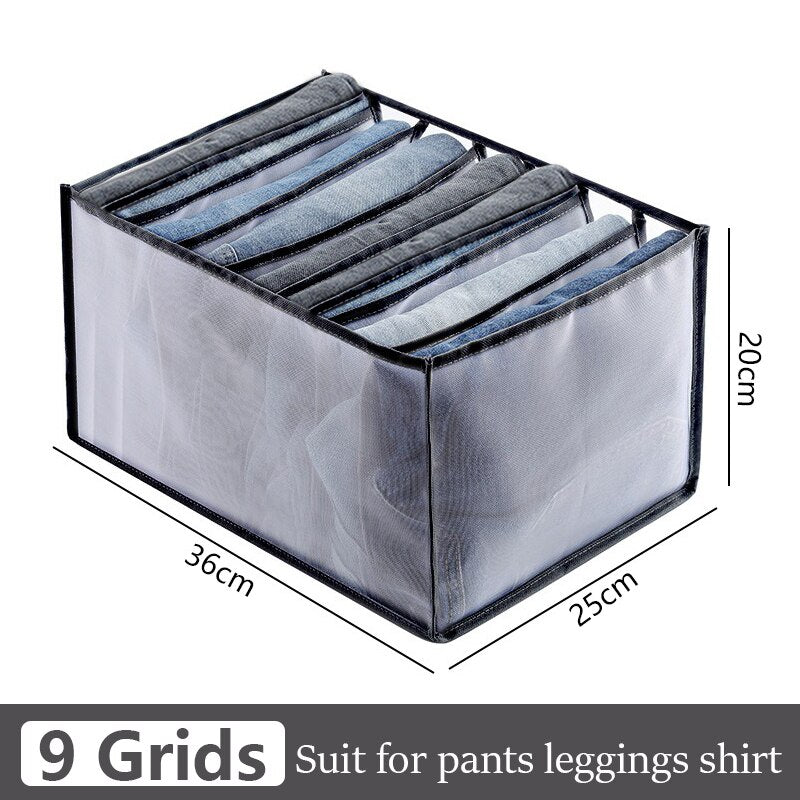 7 Grids Jeans Storage Box Closet Wardrobe Clothes Compartment Boxes Drawer Jeans Socks Separation Organizer Pants Storage