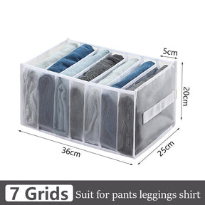 7 Grids Jeans Storage Box Closet Wardrobe Clothes Compartment Boxes Drawer Jeans Socks Separation Organizer Pants Storage