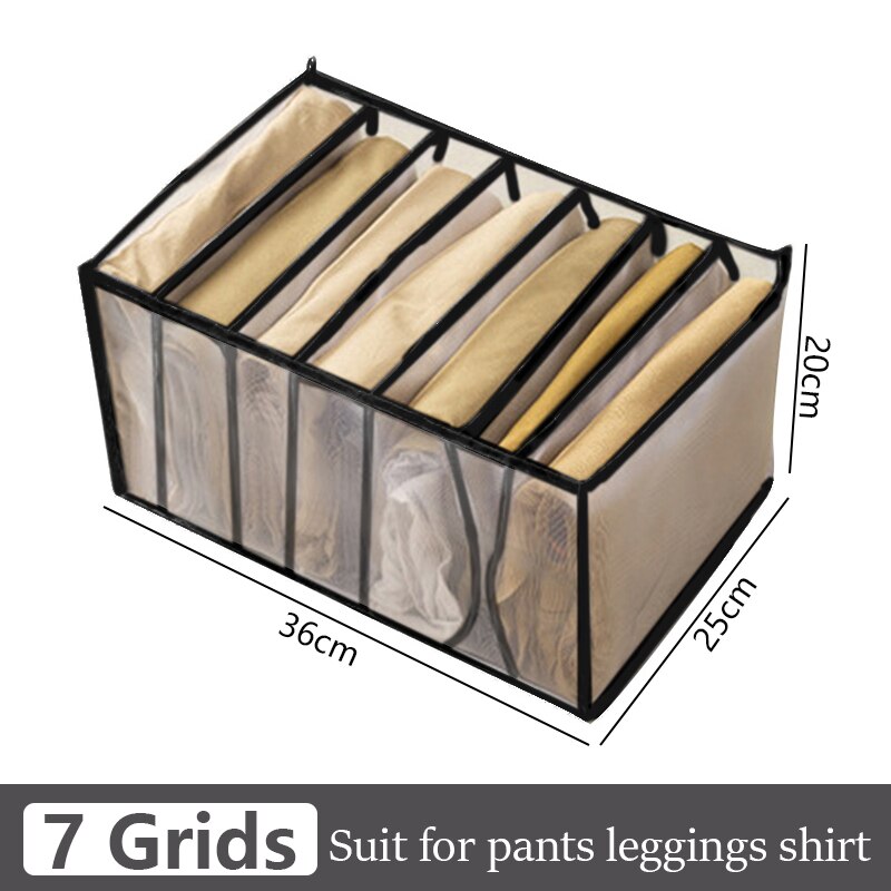 7 Grids Jeans Storage Box Closet Wardrobe Clothes Compartment Boxes Drawer Jeans Socks Separation Organizer Pants Storage