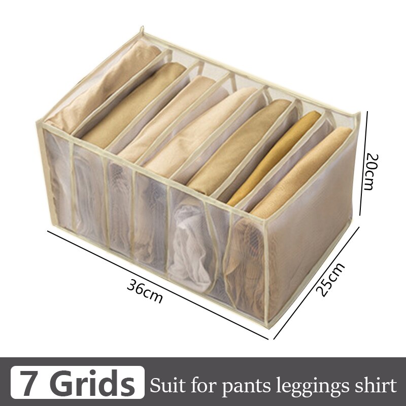 7 Grids Jeans Storage Box Closet Wardrobe Clothes Compartment Boxes Drawer Jeans Socks Separation Organizer Pants Storage