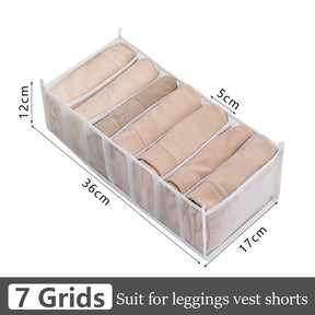 7 Grids Jeans Storage Box Closet Wardrobe Clothes Compartment Boxes Drawer Jeans Socks Separation Organizer Pants Storage