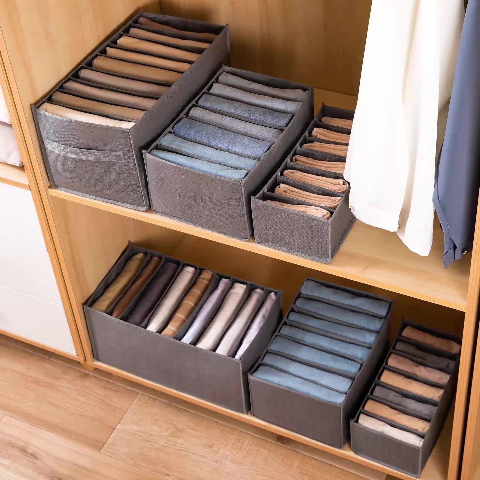 7 Grids Jeans Storage Box Closet Wardrobe Clothes Compartment Boxes Drawer Jeans Socks Separation Organizer Pants Storage