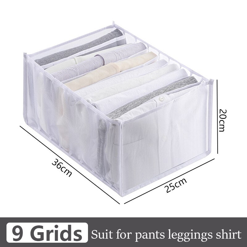 7 Grids Jeans Storage Box Closet Wardrobe Clothes Compartment Boxes Drawer Jeans Socks Separation Organizer Pants Storage