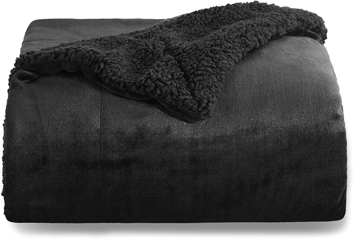 Sherpa Fleece Throw Blanket for Couch - Grey Thick Fuzzy Warm Soft Blankets and Throws for Sofa. 50x60 Inches