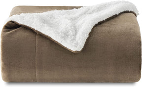 Sherpa Fleece Throw Blanket for Couch - Grey Thick Fuzzy Warm Soft Blankets and Throws for Sofa. 50x60 Inches