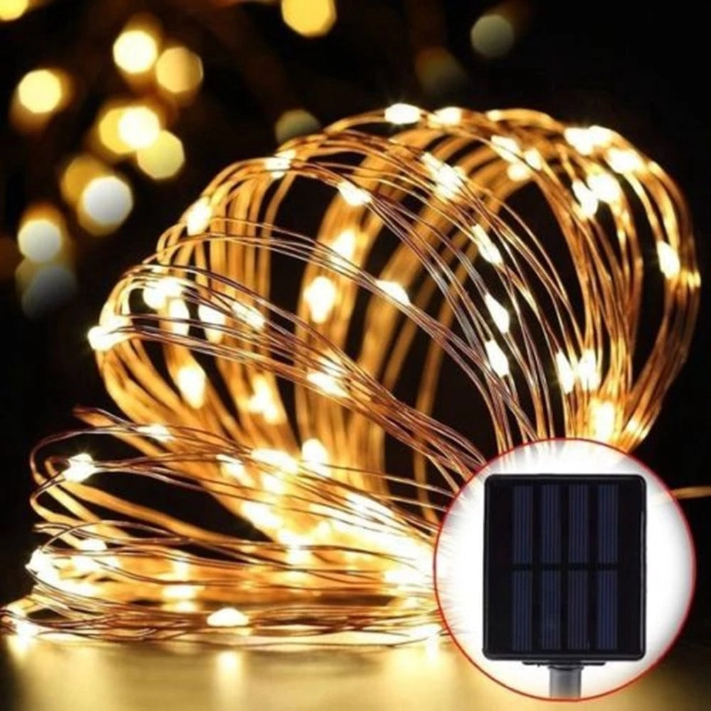 8 Modes Solar Light Crystal ball 5M/7M/12M/ LED String Lights Fairy Lights Garlands For Christmas Party Outdoor Decoration.