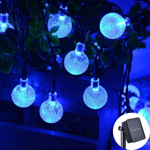 8 Modes Solar Light Crystal ball 5M/7M/12M/ LED String Lights Fairy Lights Garlands For Christmas Party Outdoor Decoration.