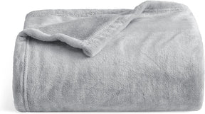 Fleece Blankets Twin Size Grey - 300GSM Lightweight Plush Fuzzy Cozy Soft Twin Blanket for Bed. Sofa. Couch. Travel. Camping. 60x80 inches