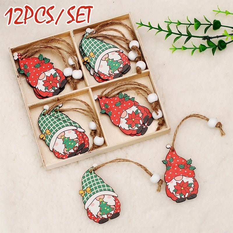 9/12pcs Cristmas Gnomes Wooden Pendants Christmas Decorations For Home Xmas Tree Christmas Ornaments Navidad Decor New Year Gift