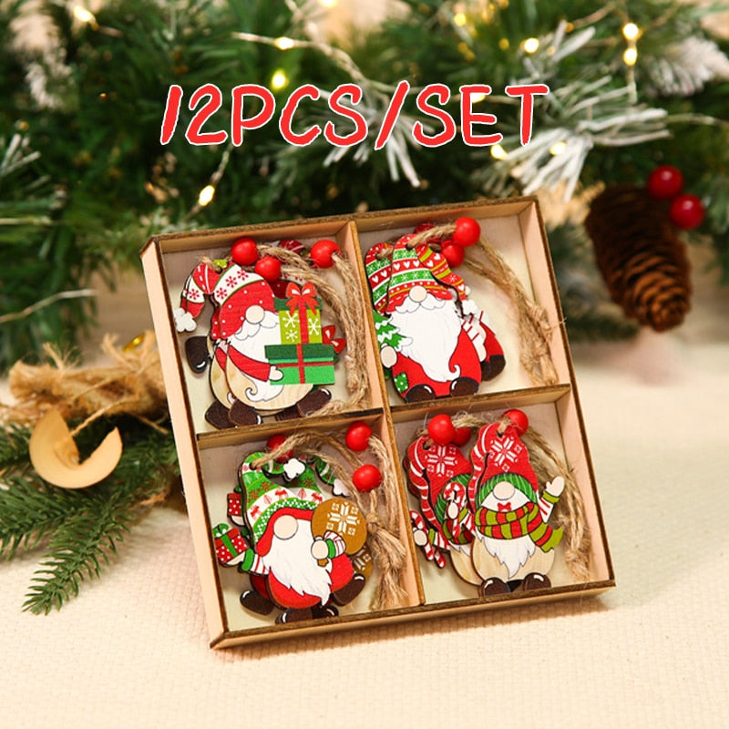 9/12pcs Cristmas Gnomes Wooden Pendants Christmas Decorations For Home Xmas Tree Christmas Ornaments Navidad Decor New Year Gift