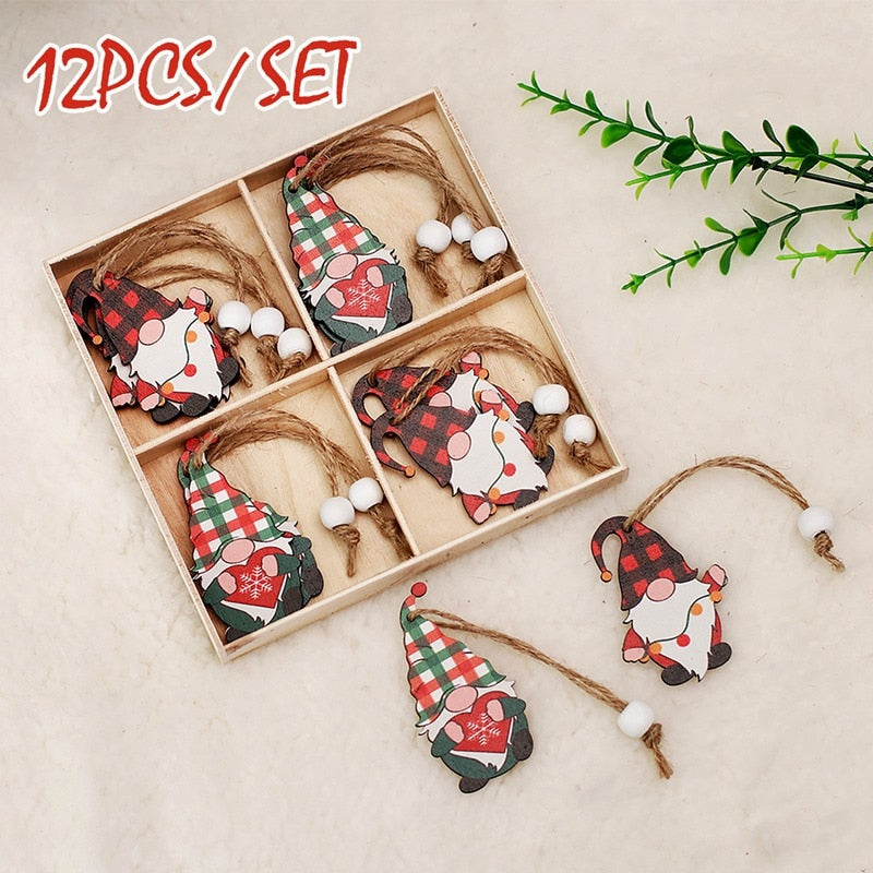 9/12pcs Cristmas Gnomes Wooden Pendants Christmas Decorations For Home Xmas Tree Christmas Ornaments Navidad Decor New Year Gift