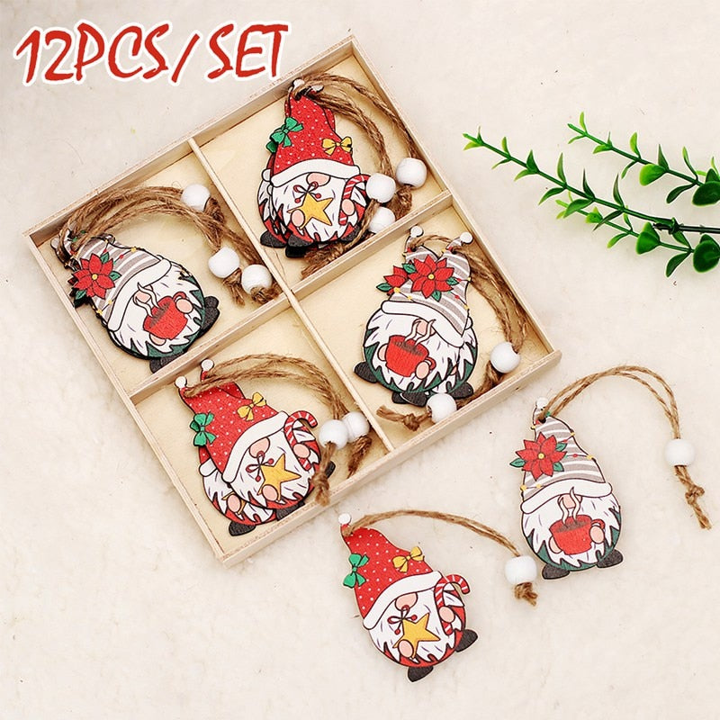 9/12pcs Cristmas Gnomes Wooden Pendants Christmas Decorations For Home Xmas Tree Christmas Ornaments Navidad Decor New Year Gift