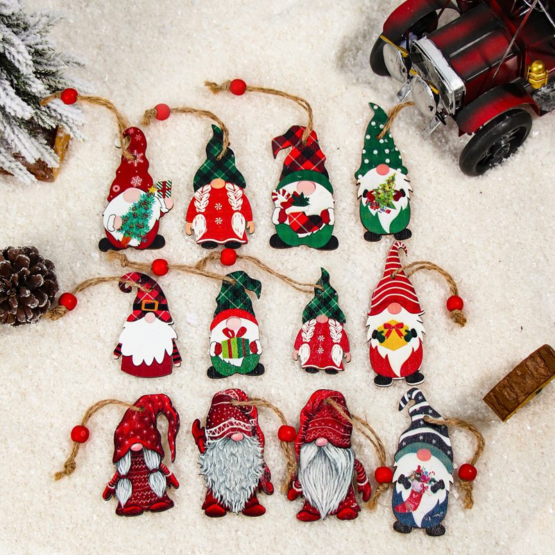 9/12pcs Cristmas Gnomes Wooden Pendants Christmas Decorations For Home Xmas Tree Christmas Ornaments Navidad Decor New Year Gift