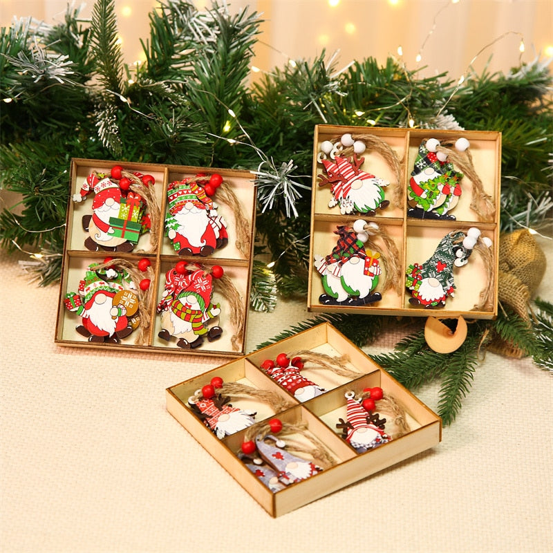 9/12pcs Cristmas Gnomes Wooden Pendants Christmas Decorations For Home Xmas Tree Christmas Ornaments Navidad Decor New Year Gift