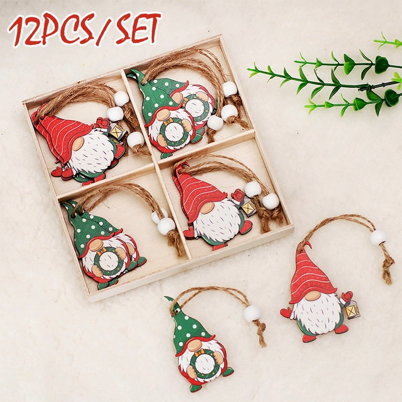 9/12pcs Cristmas Gnomes Wooden Pendants Christmas Decorations For Home Xmas Tree Christmas Ornaments Navidad Decor New Year Gift