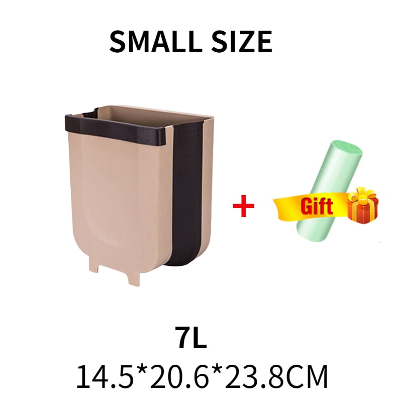 9L Foldable kitchen Trash can With 15PCS Garbage bag Plastic Car Trash Bin kitchen Cabinet trash Storage