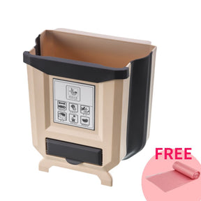 9L Foldable kitchen Trash can With 15PCS Garbage bag Plastic Car Trash Bin kitchen Cabinet trash Storage