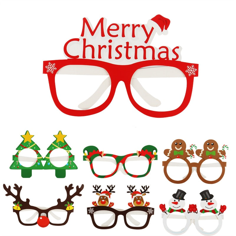 9pcs Cute Christmas Glasses Merry Christmas Party photos booth Flexibility to Fit All Sizes for Xmas New Year Party navidad Noel