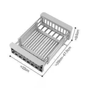 Adjustable Dish Drainer Stainless Steel Sink Drain Dish Rack Fruit Vegetable Drainer Kitchen Tableware Dish Drainer Rack Storage