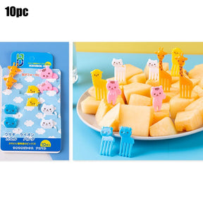 Animal Fruit Fork Food Grade Plastic Mini Cartoon Kids Cake Fruit Toothpick Bento Lunch Bento Accessories Party Decoration