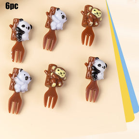 Animal Fruit Fork Food Grade Plastic Mini Cartoon Kids Cake Fruit Toothpick Bento Lunch Bento Accessories Party Decoration