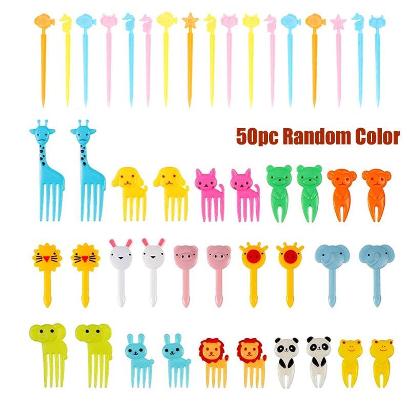 Animal Fruit Fork Food Grade Plastic Mini Cartoon Kids Cake Fruit Toothpick Bento Lunch Bento Accessories Party Decoration