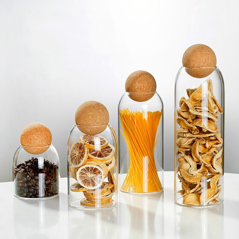 Ball cork lead-free glass jar with lid bottle storage tank sealed tea cans cereals transparent storage jars coffee contains