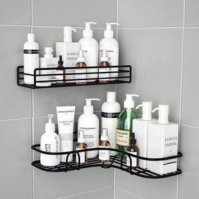 Bathroom kitchen Punch Corner Frame Shower Shelf Wrought Iron Shampoo Storage Rack Holder with Suction Cup bathroom accessories