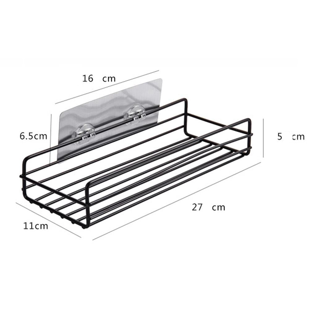 Bathroom kitchen Punch Corner Frame Shower Shelf Wrought Iron Shampoo Storage Rack Holder with Suction Cup bathroom accessories