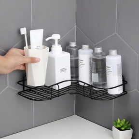 Bathroom kitchen Punch Corner Frame Shower Shelf Wrought Iron Shampoo Storage Rack Holder with Suction Cup bathroom accessories