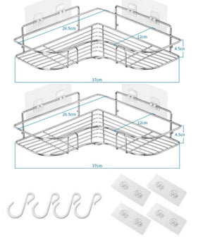 Bathroom kitchen Punch Corner Frame Shower Shelf Wrought Iron Shampoo Storage Rack Holder with Suction Cup bathroom accessories